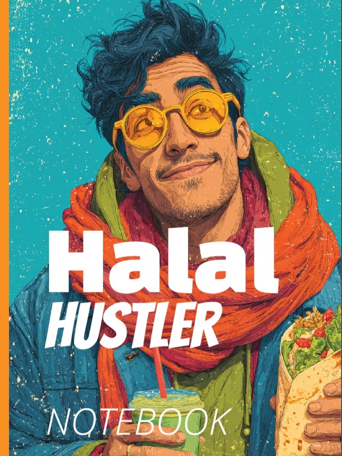 Halal Hustler notebook cover by Adil Bhatti