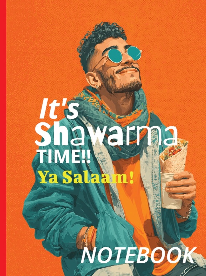 Its Shawarma Time Ya Salaam notebook cover by Adil Bhatti