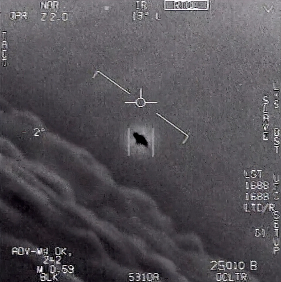 Official Navy UAP sensor footage released by the U.S. Department of Defense showing an unidentified aerial phenomenon